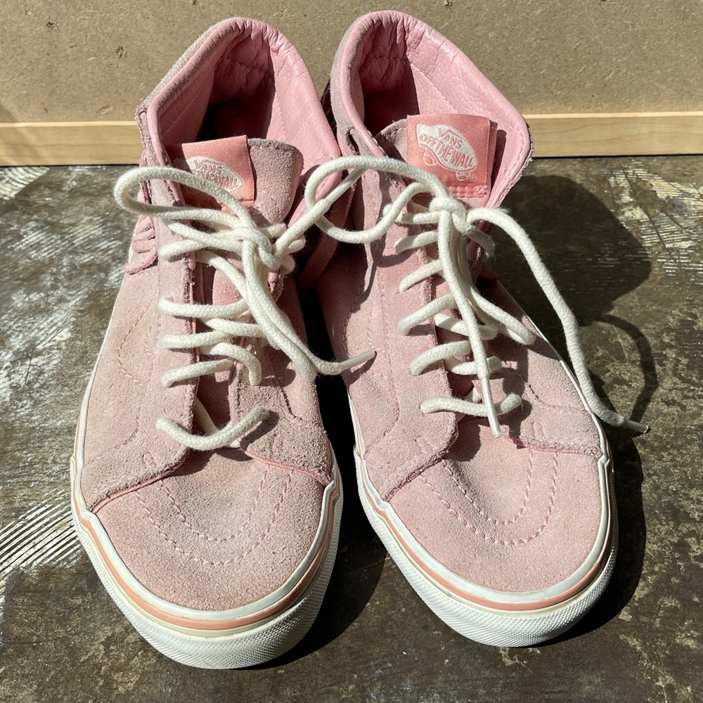 Vans Pink Suede high tops W/Moccasin Fringe